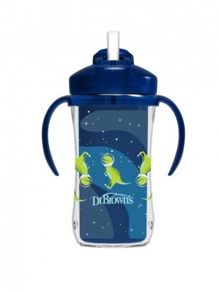 Thermal mug with straw 300ml, 12+ (blue) DR.BROWN'S
