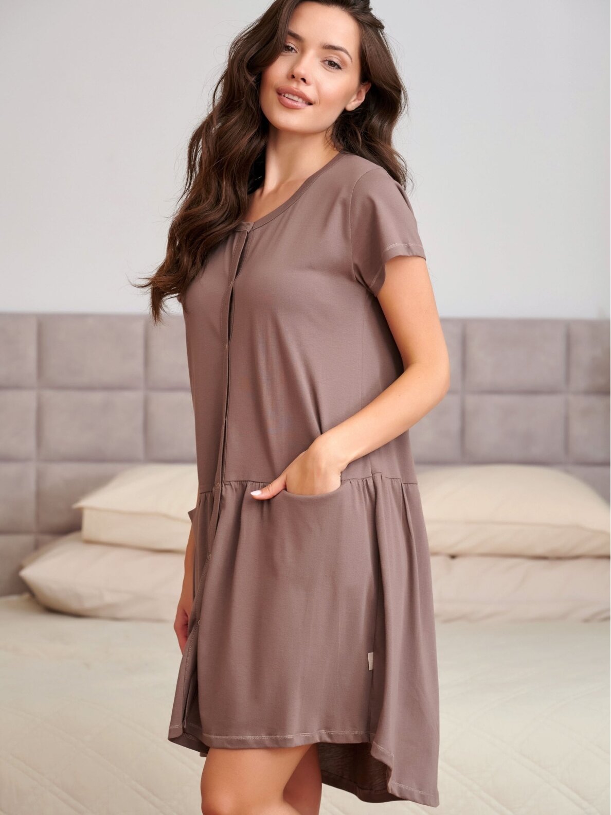 Maternity breastfeeding nightdress by DN (Mocca)