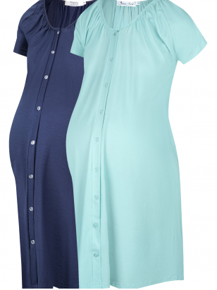 2Pack - Maternity & Nursing labour nightdress by CC blue/blue