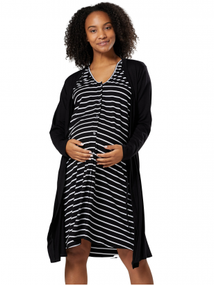 Maternity & Nursing labour nightdress by CC black/black and white