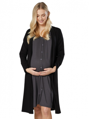 Maternity & Nursing labour nightdress by CC (grey/black)