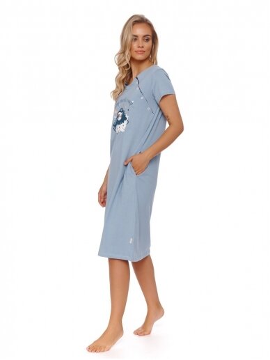Maternity breastfeeding nightdress, Flow by DN (light blue) 2