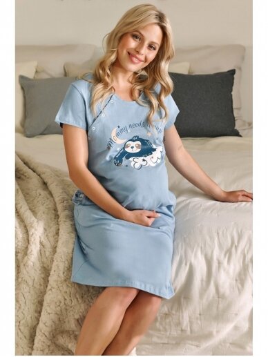 Maternity breastfeeding nightdress, Flow by DN (light blue) 5