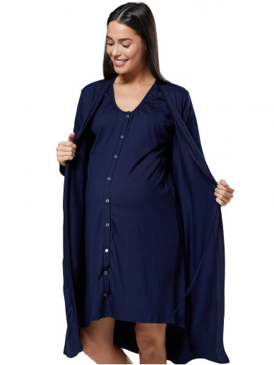 Maternity & Nursing labour nightdress by CC dark blue