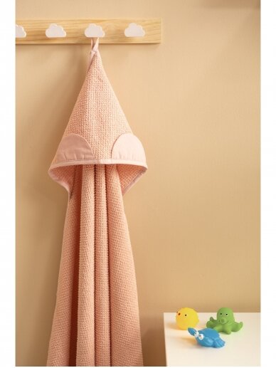 Terry cotton towel with a hood, 100x100, pink 1