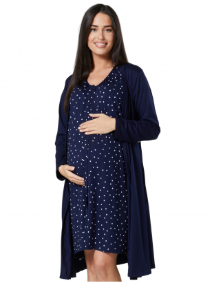 Maternity & Nursing labour nightdress by CC (dark blue/white dots)
