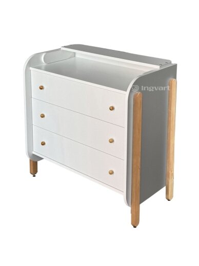 NIKA Dresser with Changing Table, White/Natural NIKA Dresser with Changing Table, White/Natural