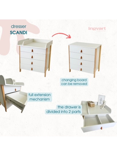 SCANDI Dresser with Changing Table, White 1 SCANDI Dresser with Changing Table, White 1