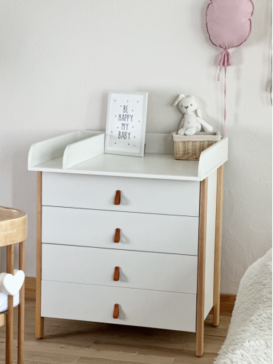 SCANDI Dresser with Changing Table, White/Natural 3