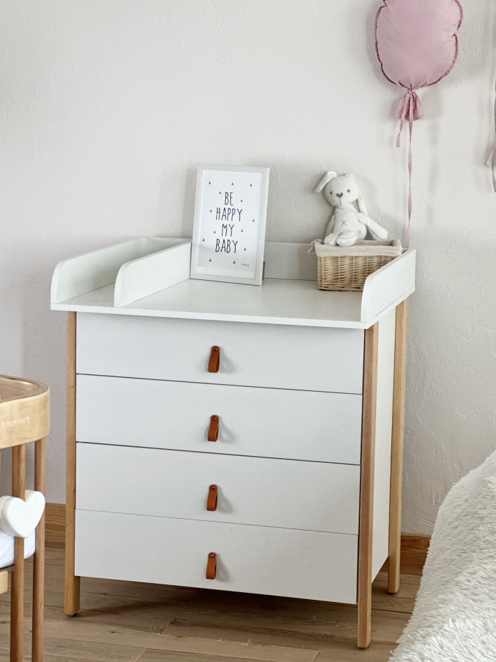 SCANDI Dresser with Changing Table, White/Natural 3