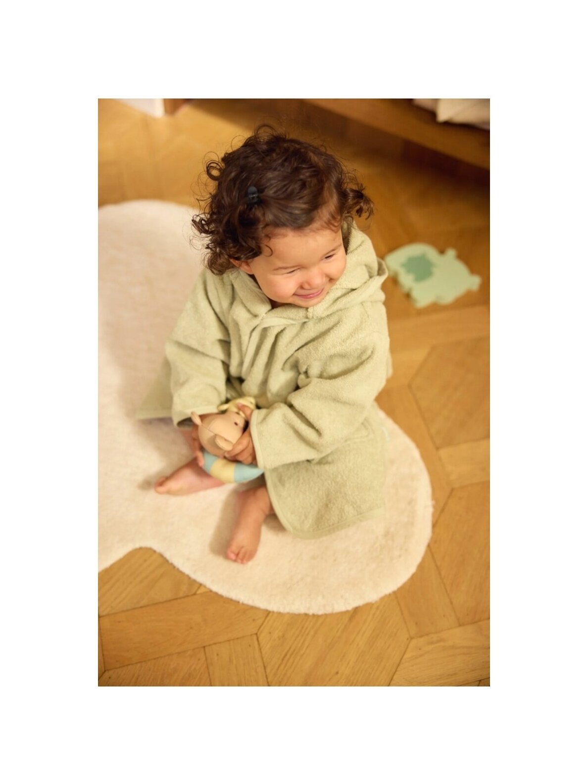 Hooded Bathrobe 1-2 Years, Jollein, (Soft Matcha) 3 Hooded Bathrobe 1-2 Years, Jollein, (Soft Matcha) 3