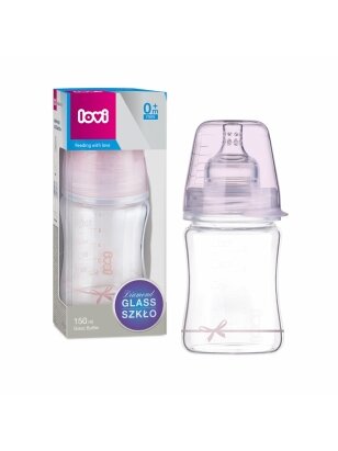 LOVI stiklinis buteliukas DIAMOND GLASS Baby Shower girl, 150 ml, 74/104girl