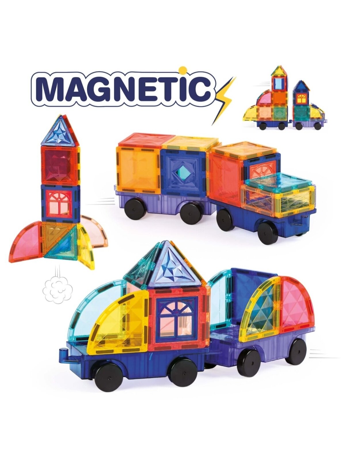 Magnetic construction set Vehicles, 63 pieces, LUDI 2