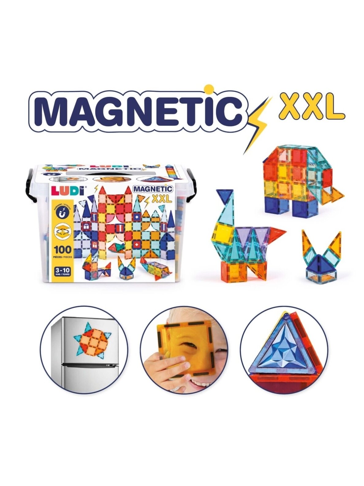 Magnetinis konstruktorius XXL, 100 dalių, LUDI 2 Magnetinis konstruktorius XXL, 100 dalių, LUDI 2