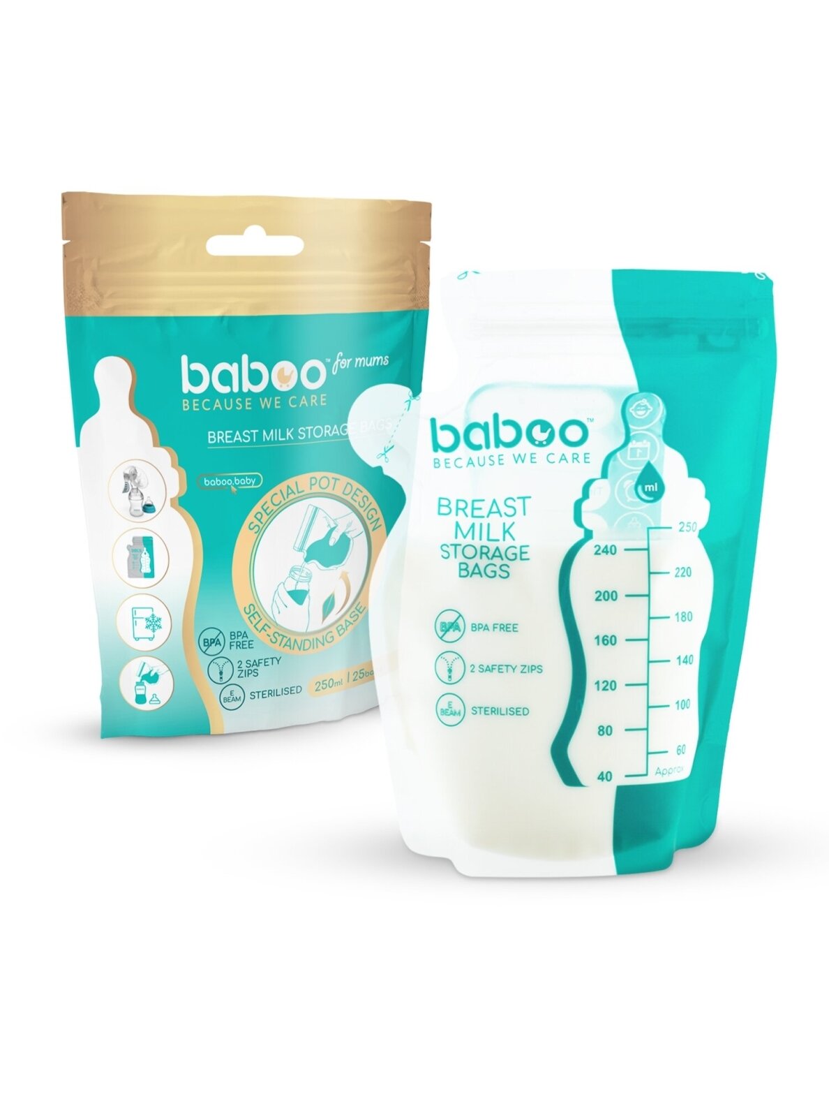Bags for storing mother's milk, 25 units, Baboo 5 Bags for storing mother's milk, 25 units, Baboo 5