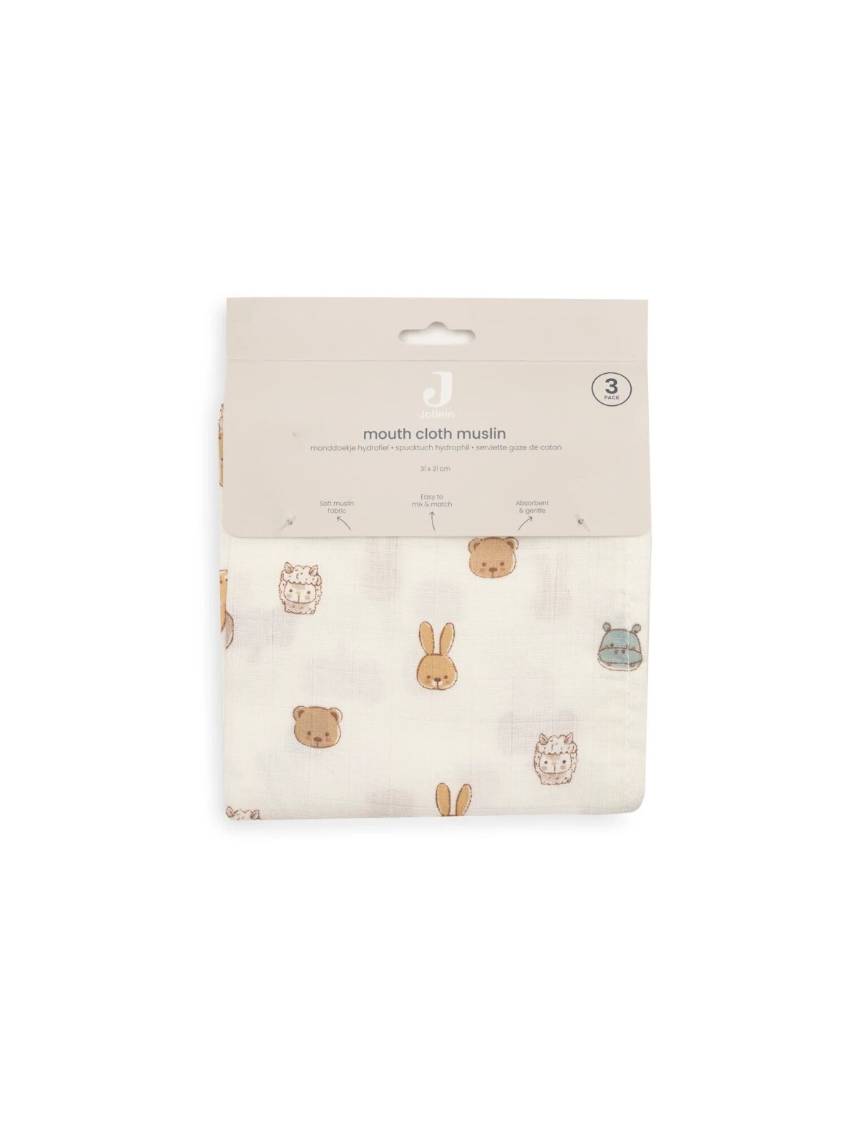Muslin diaper set, 3 pcs. 31x31, Jollein (Kopija) 2 Muslin diaper set, 3 pcs. 31x31, Jollein (Kopija) 2