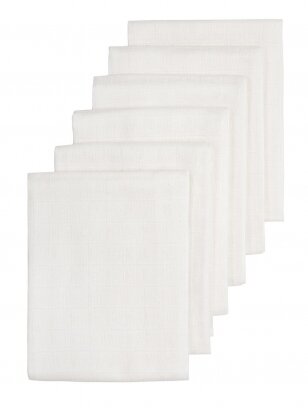 6pcs. Gauze (muslin) diaper set, Meyco Baby (Basic Uni White)