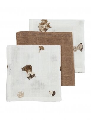 Muslin diapers set, 3 pcs. 30x30, Meyco Baby ( Forest animal multi)