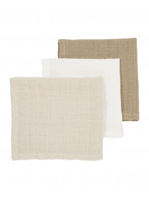 Muslin diapers set, 3 pcs. 70x70, Meyco Baby (uni offwhite/soft sand/taupe)