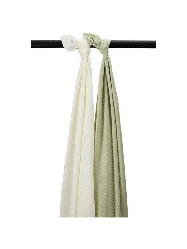 Marlinių (muslino) vystyklų komplektas, 2 vnt. 120x120, Meyco Baby (Uni naturel/soft olive)