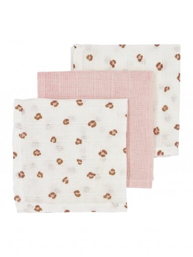 Marlinių (muslino) vystyklų komplektas, 3 vnt. 30x30, Meyco Baby (Mini Panther soft pink) Marlinių (muslino) vystyklų komplektas, 3 vnt. 30x30, Meyco Baby (Mini Panther soft pink)