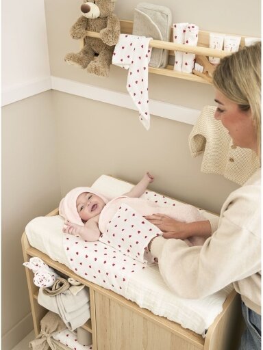 Marlinių (muslino) vystyklų komplektas, 3 vnt. 30x30, Meyco Baby (Sweet Heart red)