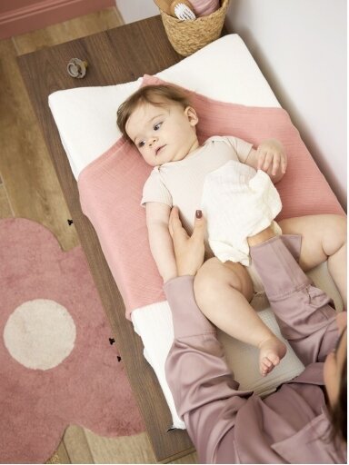 Marlinių (muslino) vystyklų komplektas, 3 vnt. 30x30, Meyco Baby ( soft rose/rose/naturel)