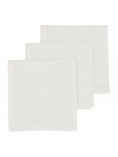 Marlinių (muslino) vystyklų komplektas, 3 vnt. 30x30, Meyco Baby (uni white)