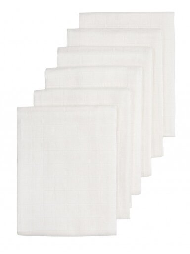 Marlinių (muslino) vystyklų komplektas, 6 vnt. 70x70 Meyco Baby Uni White