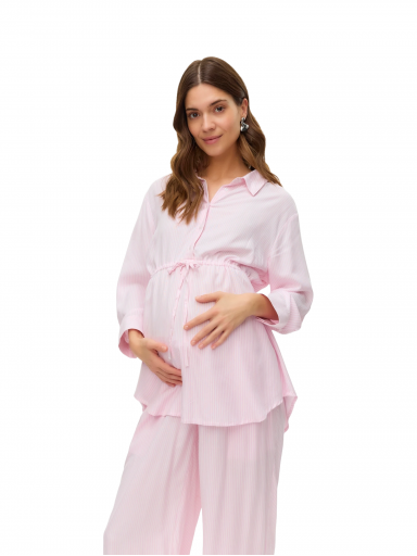 Shirt-type blouse for pregnant and nursing women MLNICOLA, 3/4 sleeve, Mama;licious (Pink/white) Shirt-type blouse for pregnant and nursing women MLNICOLA, 3/4 sleeve, Mama;licious (Pink/white)