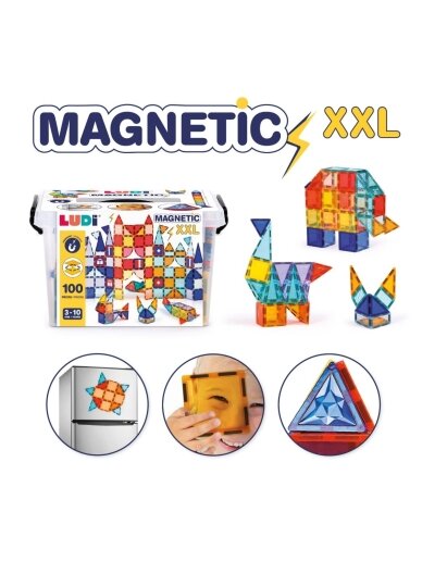 Magnetinis konstruktorius XXL, 100 dalių, LUDI 2 Magnetinis konstruktorius XXL, 100 dalių, LUDI 2