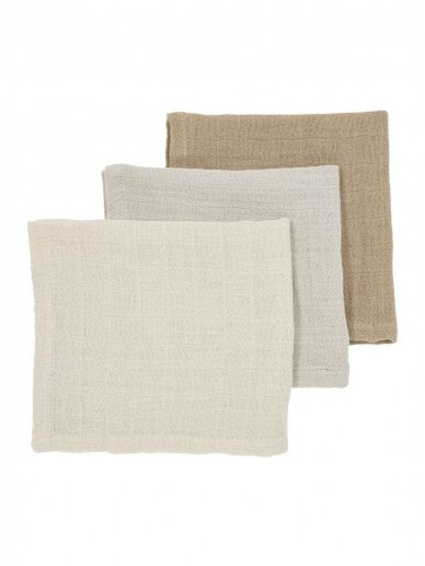 Marlinių (muslino) vystyklų komplektas, 3 vnt. 30x30, Meyco Baby (uni soft sand/greige/taupe) Marlinių (muslino) vystyklų komplektas, 3 vnt. 30x30, Meyco Baby (uni soft sand/greige/taupe)