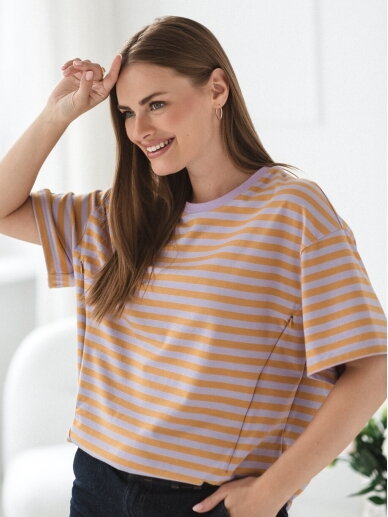 Maternity & Nursing T-Shirt Mamahood (Honey-Lilac Stripes) 3