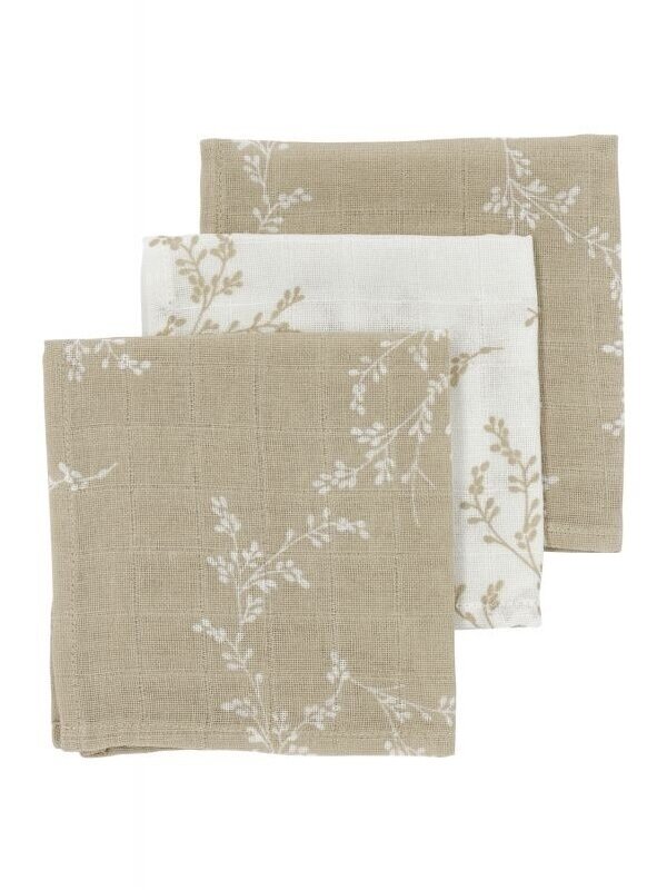 Muslin diapers set, 3 pcs. 30x30, Meyco Baby (Branches sand)