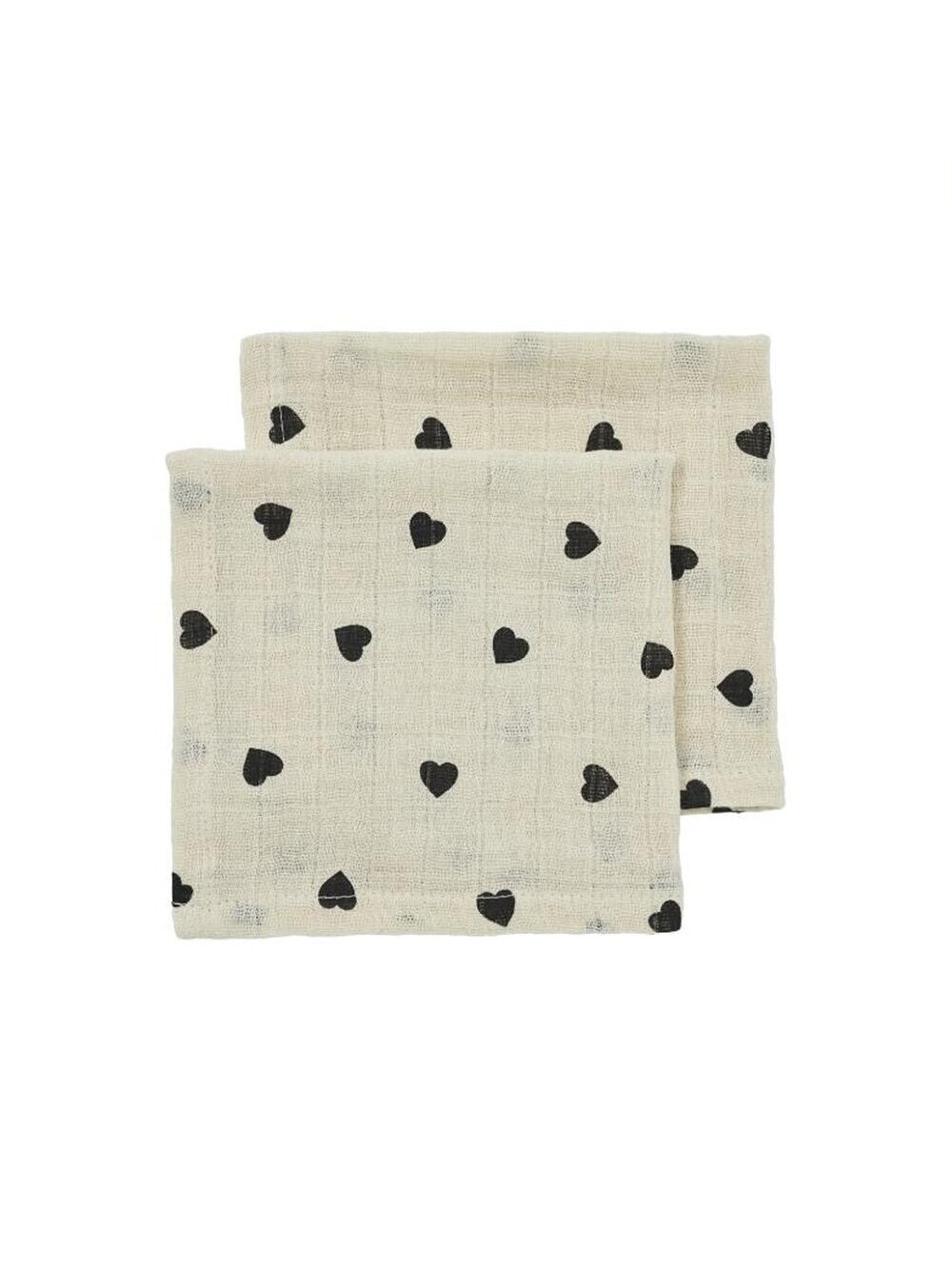 Meyco muslino vystyklai Sweet Heart, Soft Sand/Black, 120x120 cm, 2 vnt.