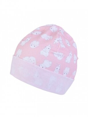 Medvilninė vienguba kepurė kūdikiui, TuTu (pink/white)