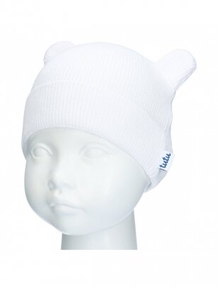 Organinės medvilnės kepurė su ausytėmis, TuTu (white)