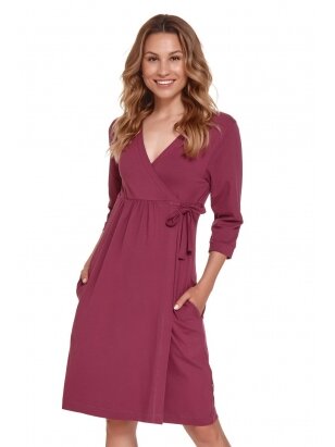 Cotton maternity robe by DN (burgundy)