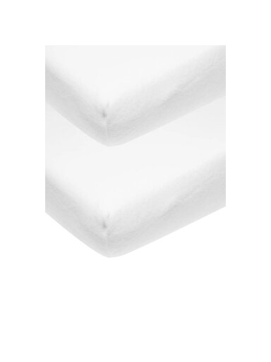 MEYCO BABY Molton Stretch apsauginė paklodė, balta, 40x80/90 cm, 2 vnt. MEYCO BABY Molton Stretch apsauginė paklodė, balta, 40x80/90 cm, 2 vnt.