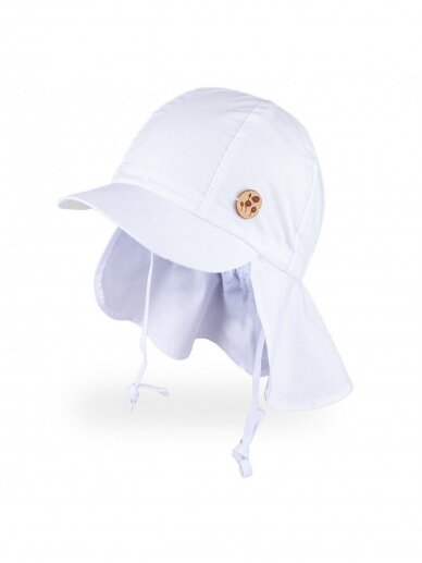 Vaikiška kepurė su UV filtru ir kaklo apsauga, TuTu (balta)