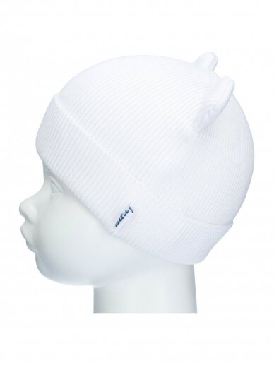 Organinės medvilnės kepurė su ausytėmis, TuTu (white) 1