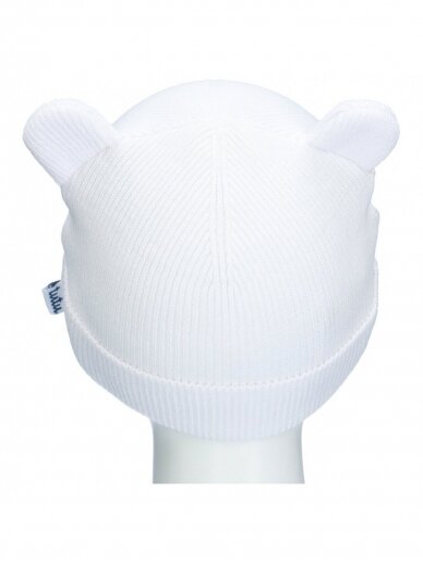 Organinės medvilnės kepurė su ausytėmis, TuTu (white) 3