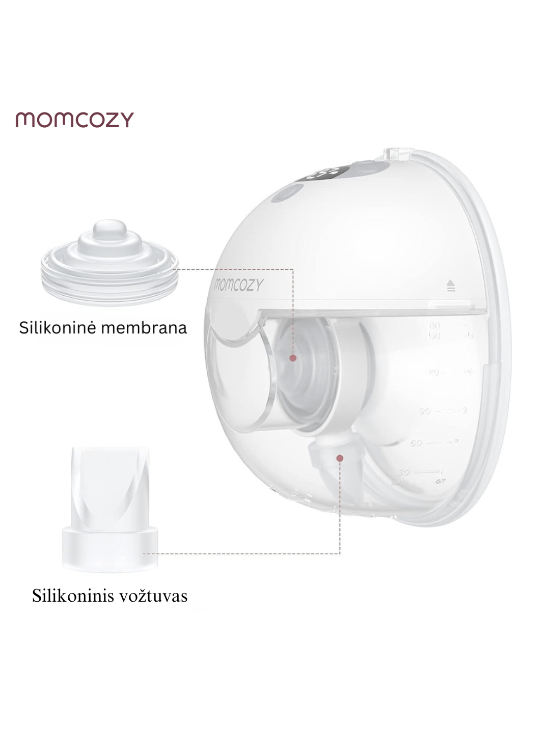 PAŽEISTA PAKUOTĖ: MOMCOZY M5 dvigubas nešiojamas belaidis pientraukis 6