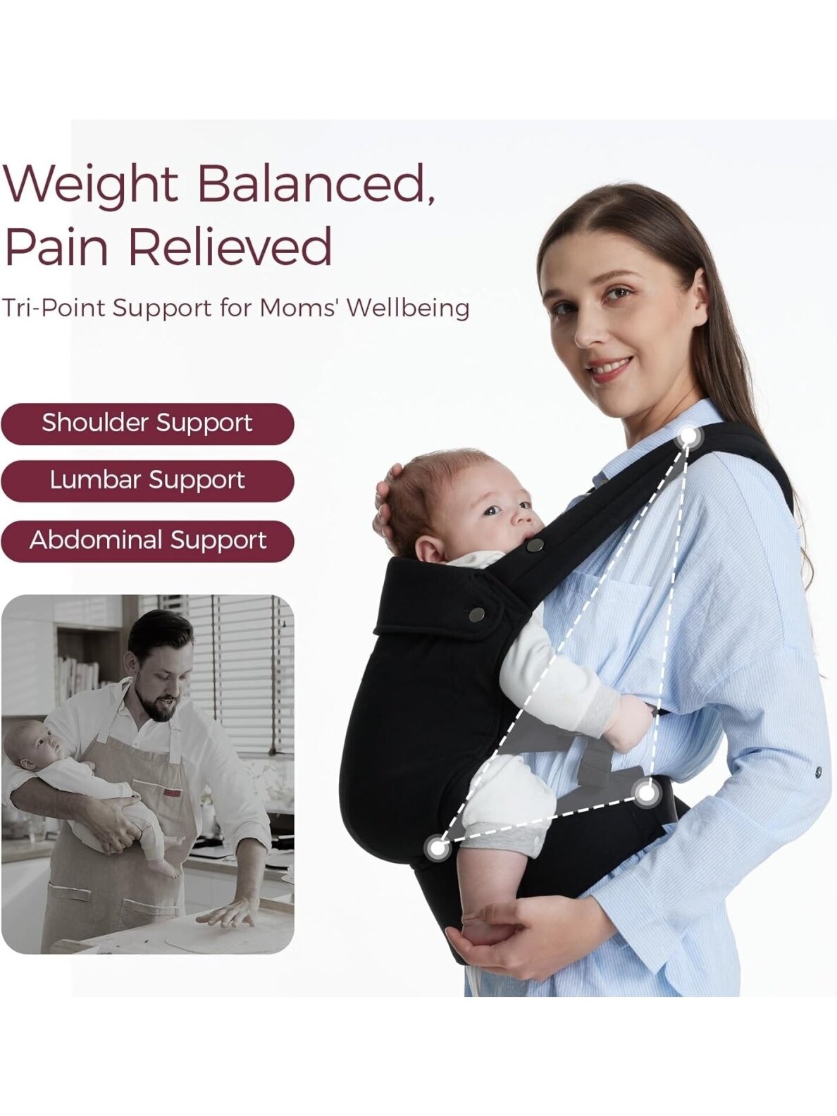 Momcozy ergonominė kūdikių nešioklė (Juoda) 1 Momcozy ergonominė kūdikių nešioklė (Juoda) 1
