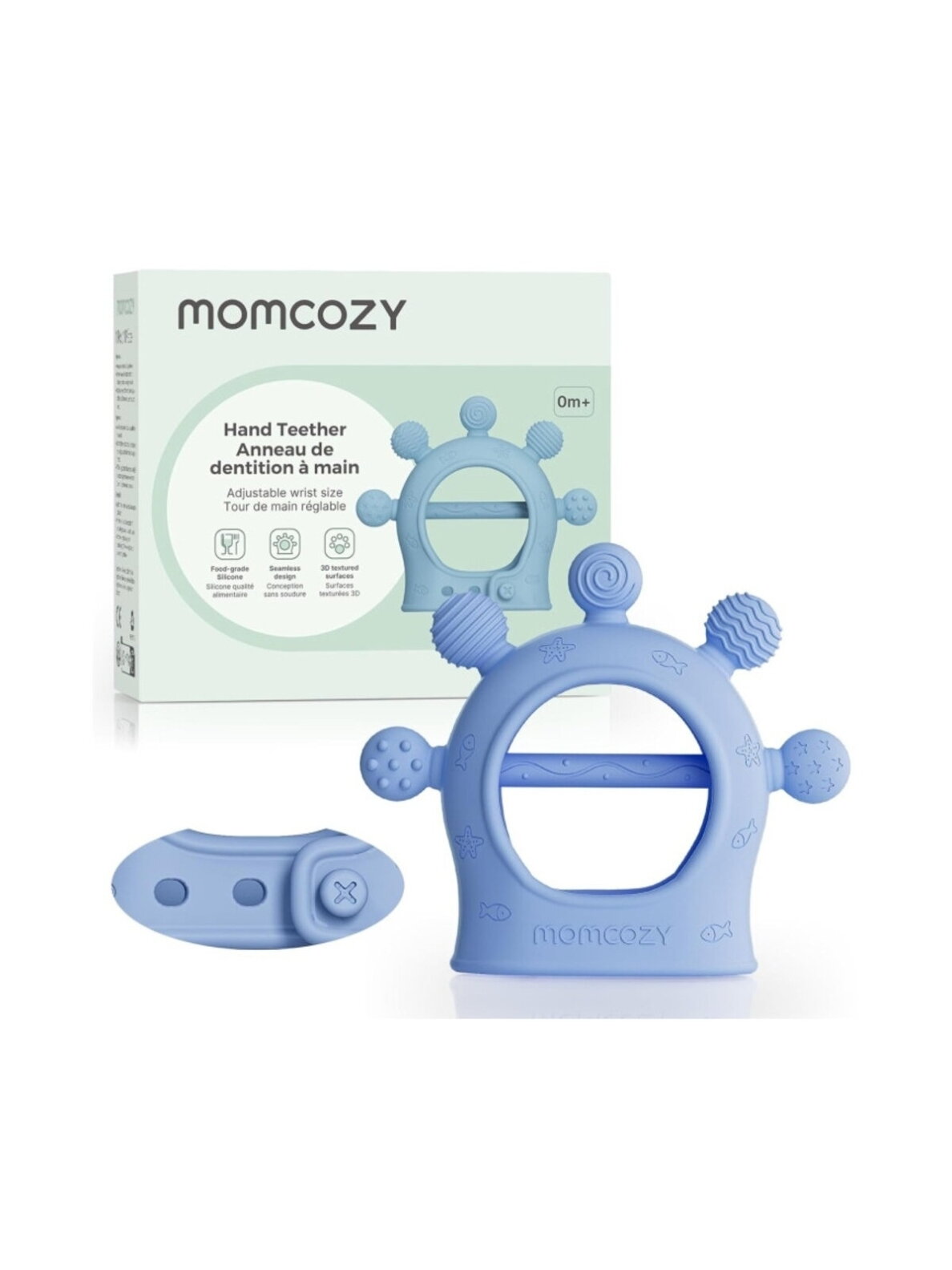 Momcozy silikoninis kramtukas kūdikiams, mėlynas