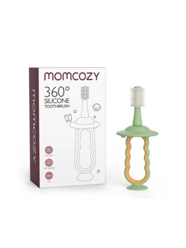 Momcozy 360° silicone baby toothbrush, green
