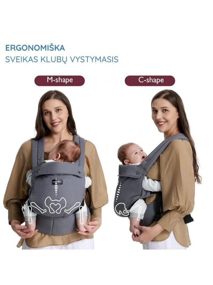 Momcozy ergonominė kūdikių nešioklė (Pilka) 4