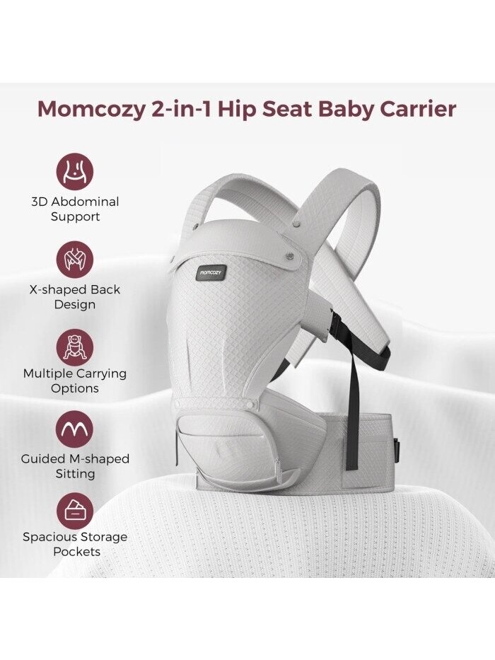 Momcozy nešioklė MOVE2FIT 2IN1 su klubų sėdyne, su tinkleliu (Pilka) 5 Momcozy nešioklė MOVE2FIT 2IN1 su klubų sėdyne, su tinkleliu (Pilka) 5