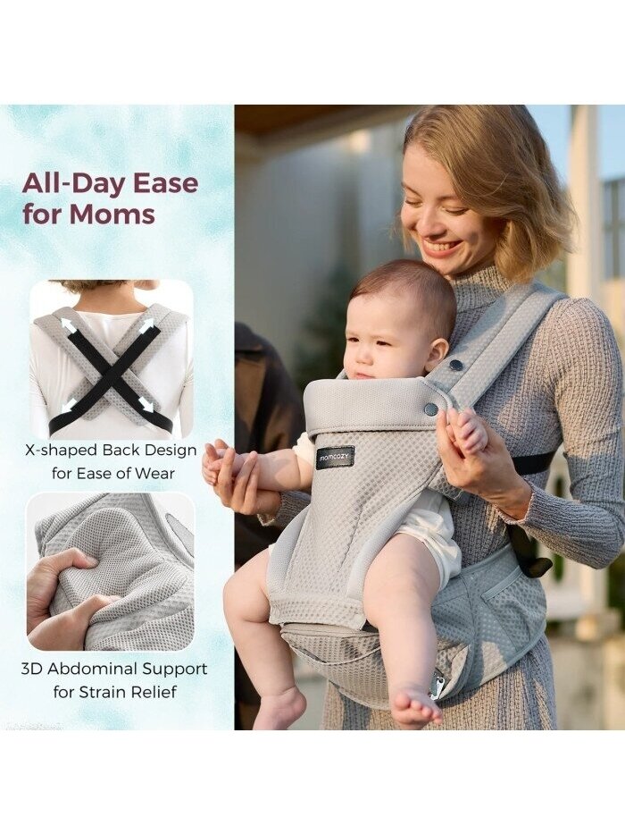 Momcozy nešioklė MOVE2FIT 2IN1 su klubų sėdyne, su tinkleliu (Pilka) 2 Momcozy nešioklė MOVE2FIT 2IN1 su klubų sėdyne, su tinkleliu (Pilka) 2