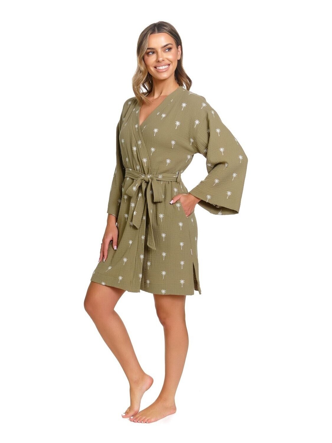 Muslin maternity robe DN, Palmtree 2 Muslin maternity robe DN, Palmtree 2